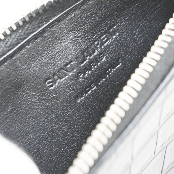 SAINT LAURENT Logo Compact Card Case Coin Wallet Embossing Leather Black - Picture 16 of 16